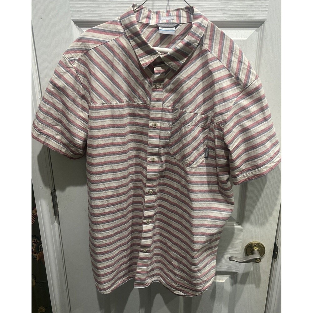 Columbia Regular Fit Striped Shirt XL Short Sleeve Button Up